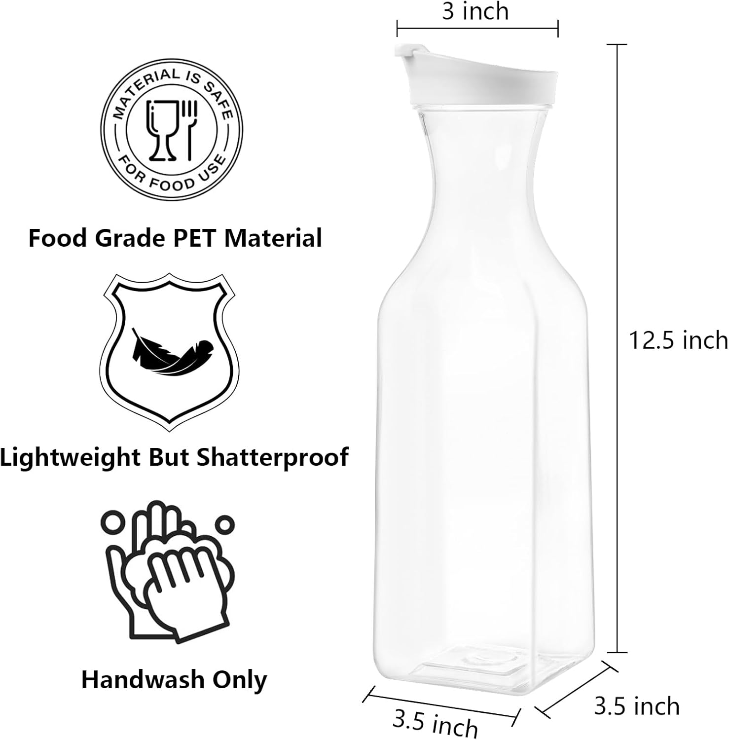Juice Carafe 1.5 liters with Lids Airtight Drink Pitcher for Fridge Storage Easy Pour Milk Container Beverage Bottles for Bar Freezer