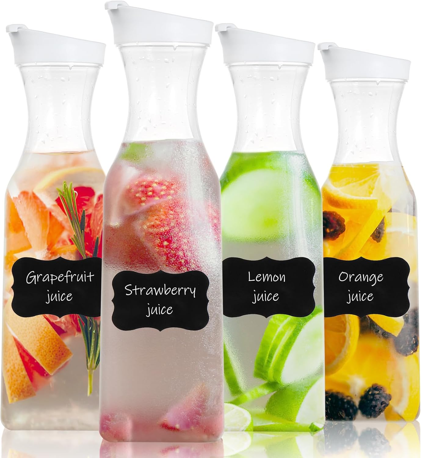 Juice Carafe 1.5 liters with Lids Airtight Drink Pitcher for Fridge Storage Easy Pour Milk Container Beverage Bottles for Bar Freezer