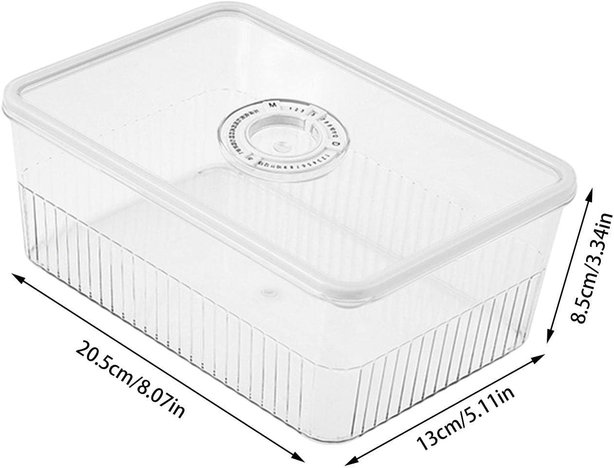 Refrigerator Organizers - Clear PET Containers with Time Record and Lid - Safety Food Preserving Fridge Freezer Storage for Fruits, Vegetables, Meat, Canned