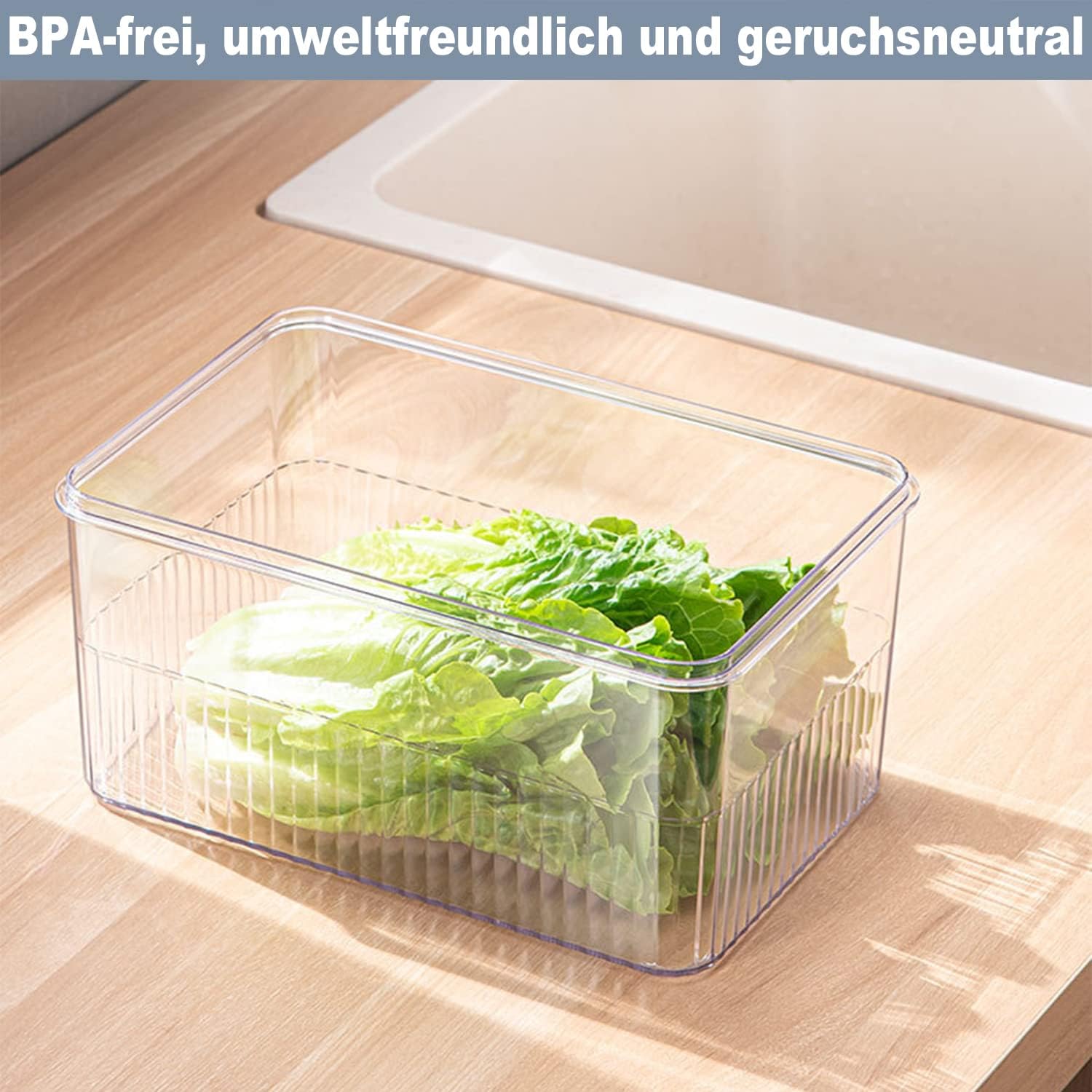 Refrigerator Organizers - Clear PET Containers with Time Record and Lid - Safety Food Preserving Fridge Freezer Storage for Fruits, Vegetables, Meat, Canned