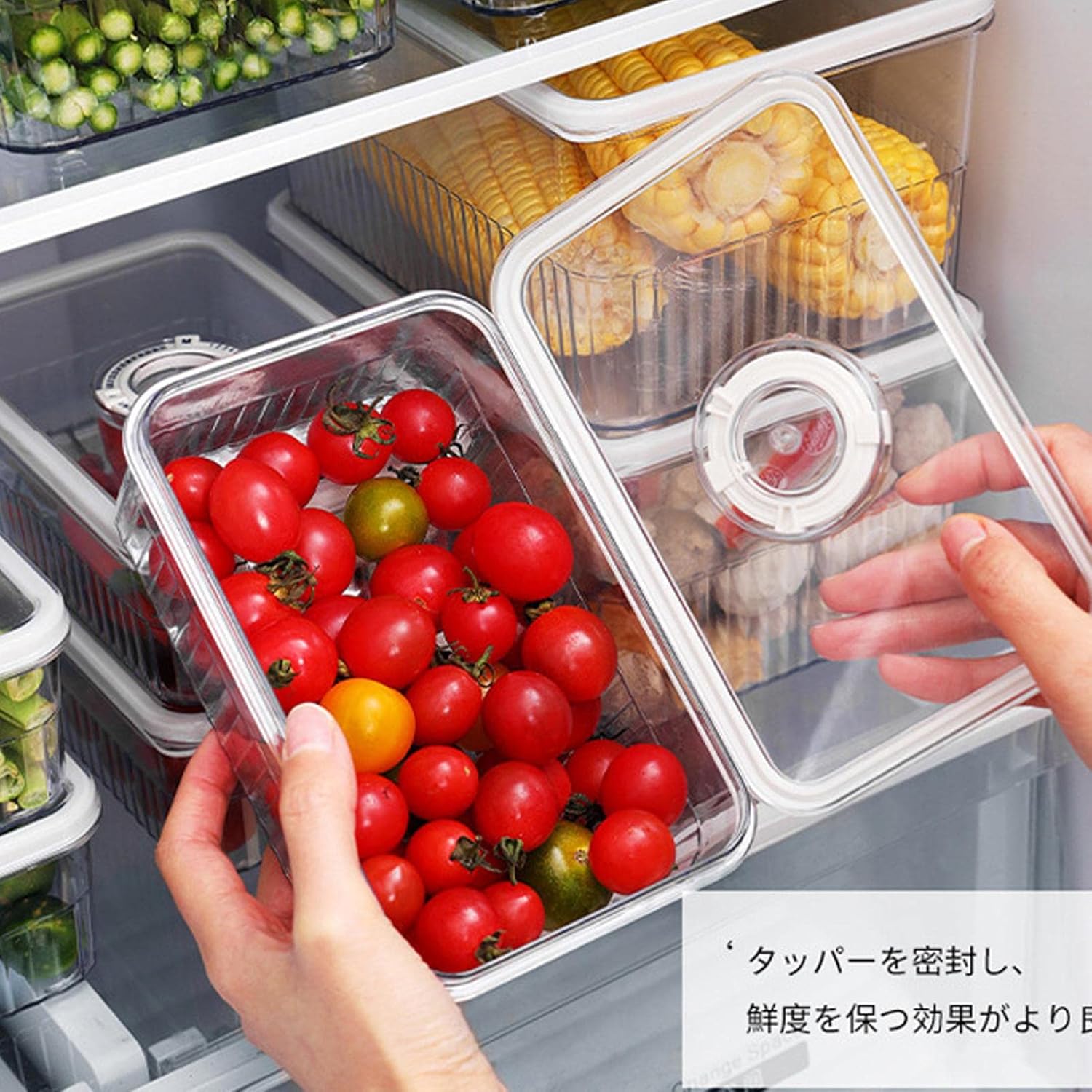 Refrigerator Organizers - Clear PET Containers with Time Record and Lid - Safety Food Preserving Fridge Freezer Storage for Fruits, Vegetables, Meat, Canned