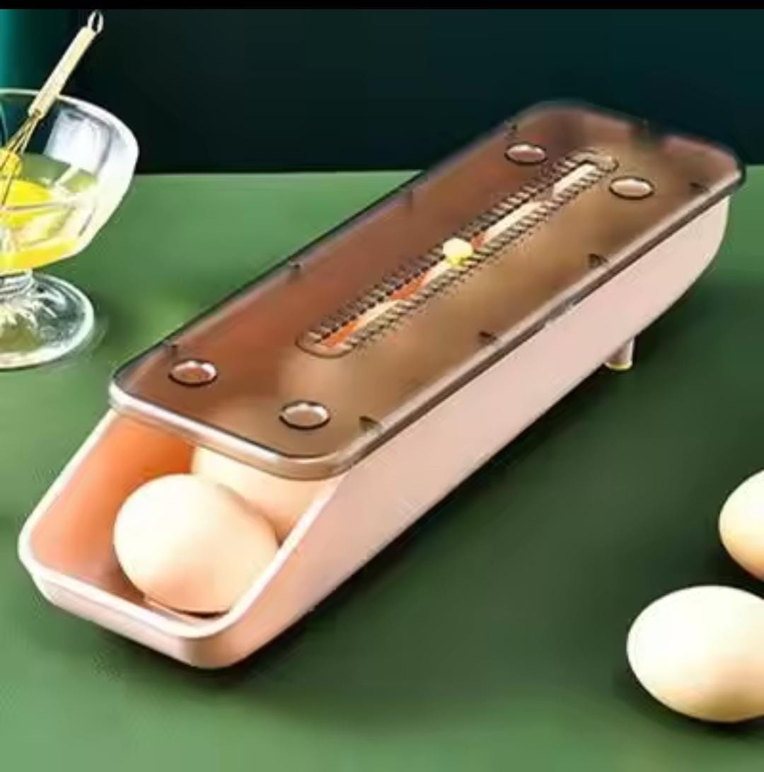 Egg Container for Fridge, Automatic Rolling Egg Storage Box, Fresh Egg Holder for Fridge with Lid, Chicken Egg Storage Container Organizer Bin Egg Tray for Household