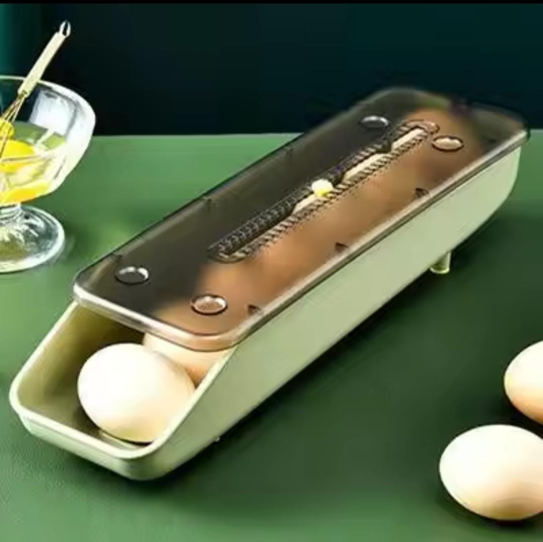 Egg Container for Fridge, Automatic Rolling Egg Storage Box, Fresh Egg Holder for Fridge with Lid, Chicken Egg Storage Container Organizer Bin Egg Tray for Household