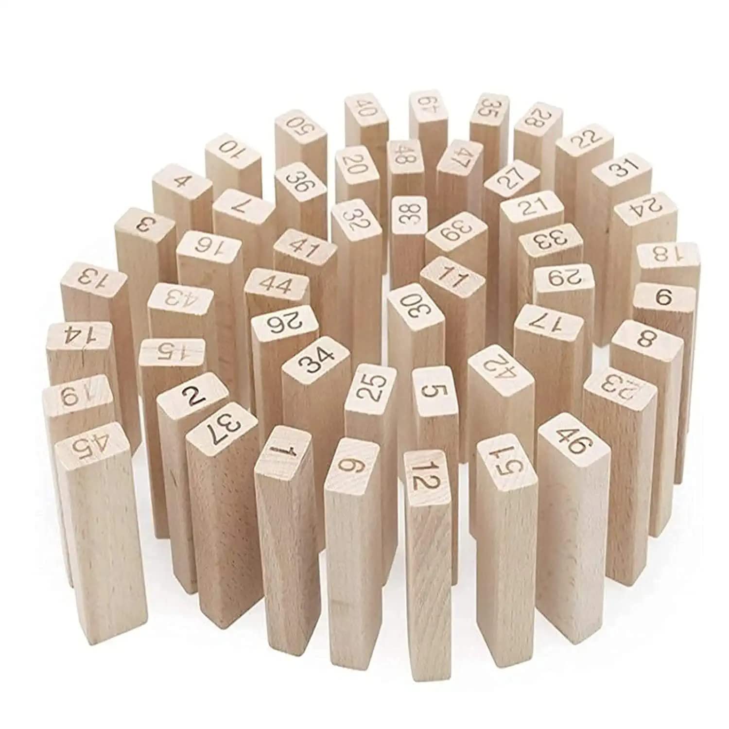 Jenga 54 Pcs Wooden Blocks 4 Dices Jenga Numbered Building Bricks Stacking Classic Traditional Toppling Tumbling Tower Game Kid Gift - Challenging Math (Big Size) Puzzle Dice Wooden