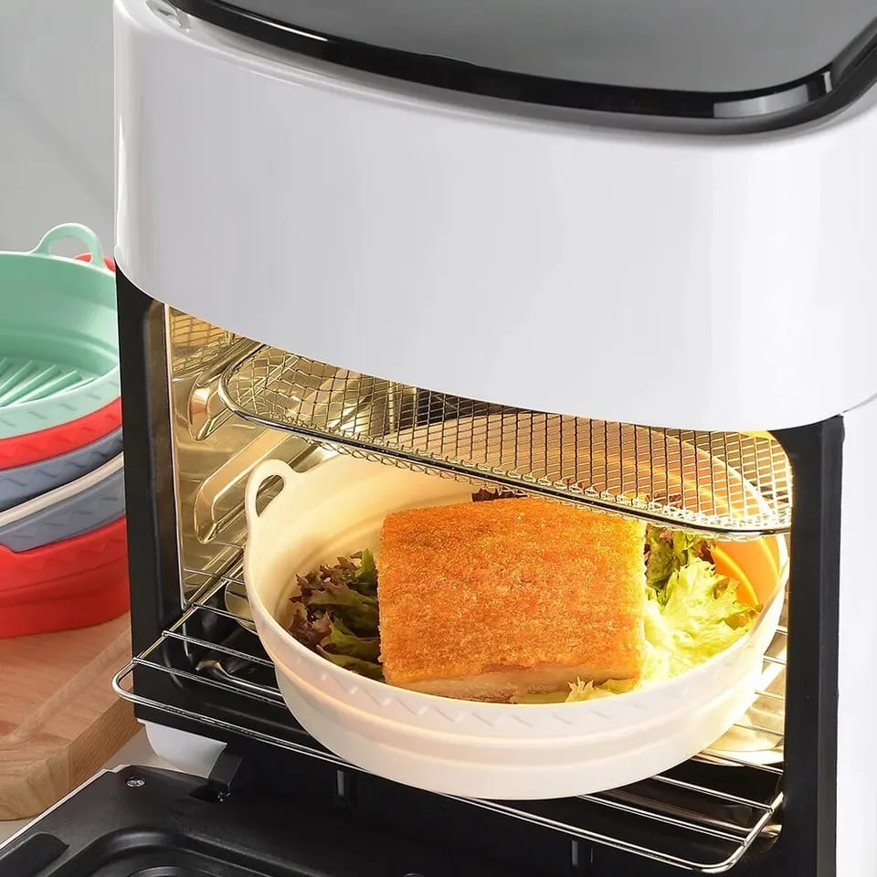 2Pcs Silicone Air Fryer Liners Square Foldable 8inch Large Air Fryer Silicone Pot Reusable Accessories Fit for 3.8-5.8L, Replacement for Disposable Parchment Paper Liner