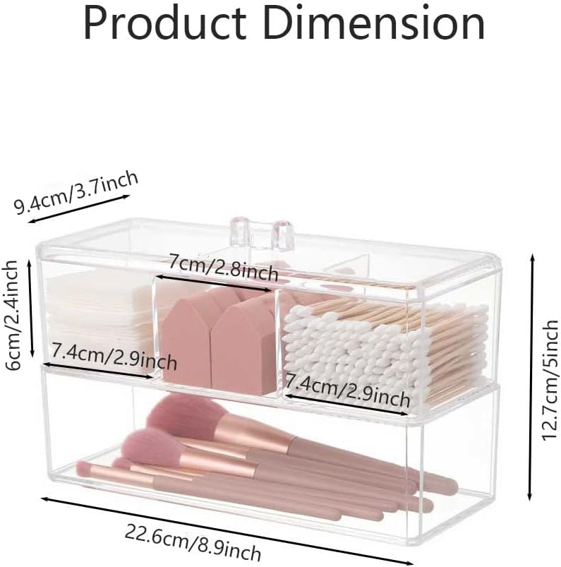 2 Tier Drawer Organizers Set, Make-up Organizers Drawer, 4 Slot Versatile Bathroom and Vanity Drawer Organizer Trays, Storage Bins for Makeup, Bedroom, Kitchen Gadgets Utensils and Office Accessories