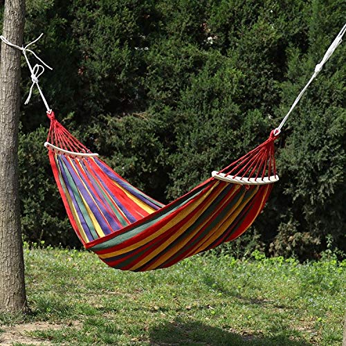 260 X 150cm Double Canvas Hammock with Spreader Bars, Durable Portable Hammock with Travel Bag, Comfortable Fabric Swing Chair, Load Capacity 300 kg, Perfect for Outdoor Patio Garden Camping