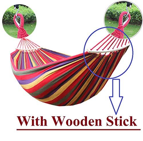 260 X 150cm Double Canvas Hammock with Spreader Bars, Durable Portable Hammock with Travel Bag, Comfortable Fabric Swing Chair, Load Capacity 300 kg, Perfect for Outdoor Patio Garden Camping