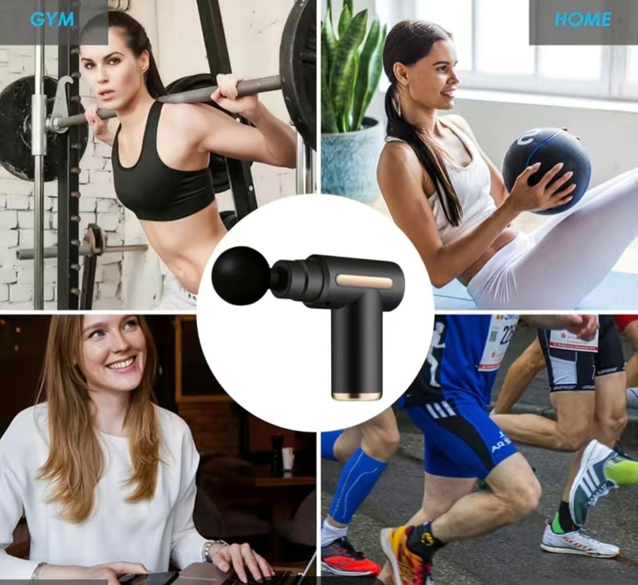 Portable Deep Tissue Percussion Massage Gun - Mini with 4 Heads and 6 Speeds