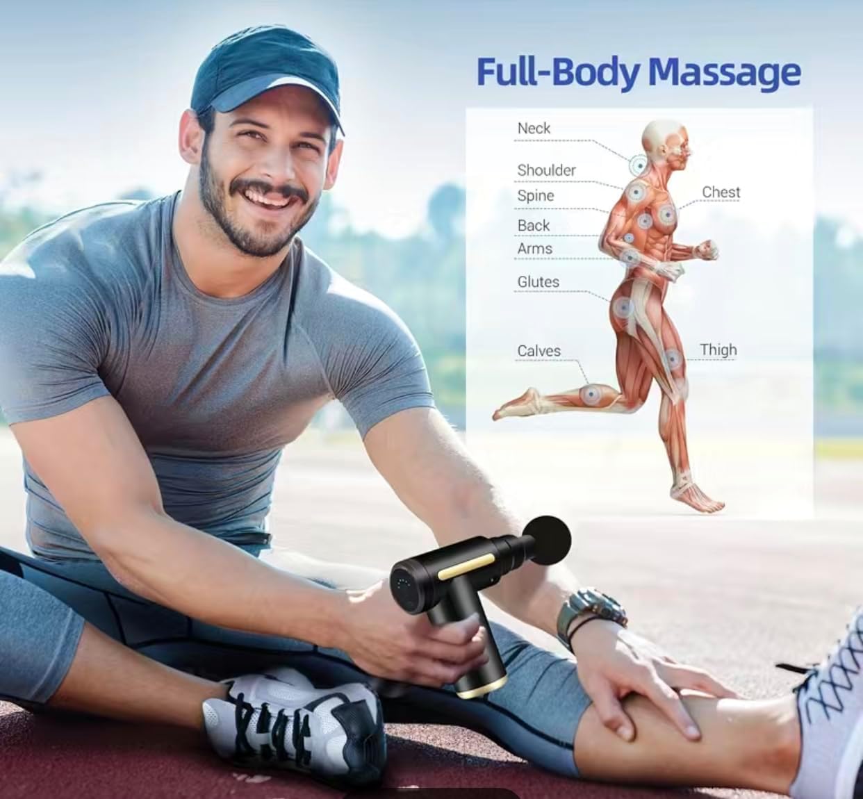 Portable Deep Tissue Percussion Massage Gun - Mini with 4 Heads and 6 Speeds