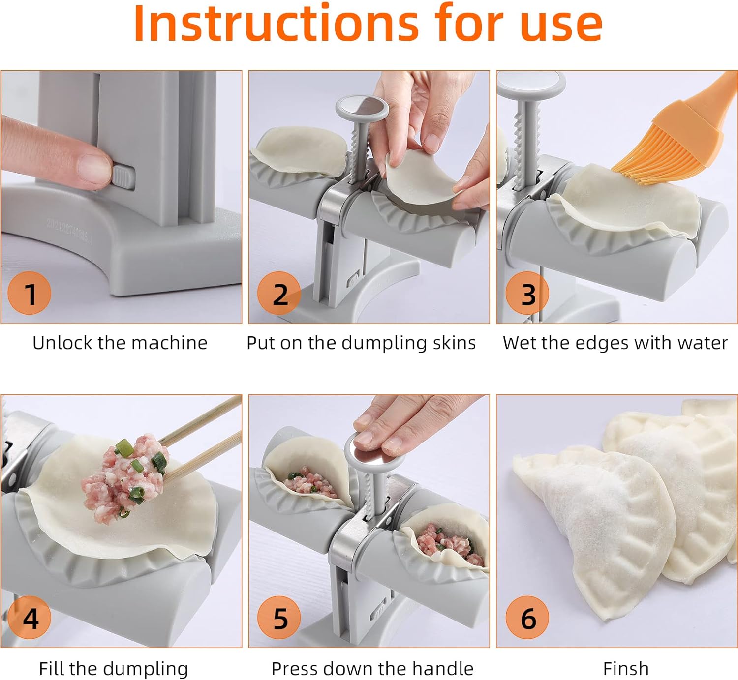 Automatic Dumpling Maker Mold, Dumpling Maker Machine Household Double Head Empanada Maker Press Convenient dumpling tool, Making Dumplings Quickly, Wrap Two at a Time