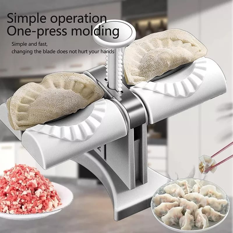 Automatic Dumpling Maker Mold, Dumpling Maker Machine Household Double Head Empanada Maker Press Convenient dumpling tool, Making Dumplings Quickly, Wrap Two at a Time