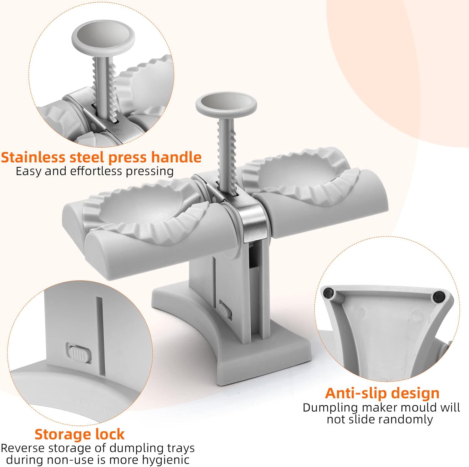 Automatic Dumpling Maker Mold, Dumpling Maker Machine Household Double Head Empanada Maker Press Convenient dumpling tool, Making Dumplings Quickly, Wrap Two at a Time