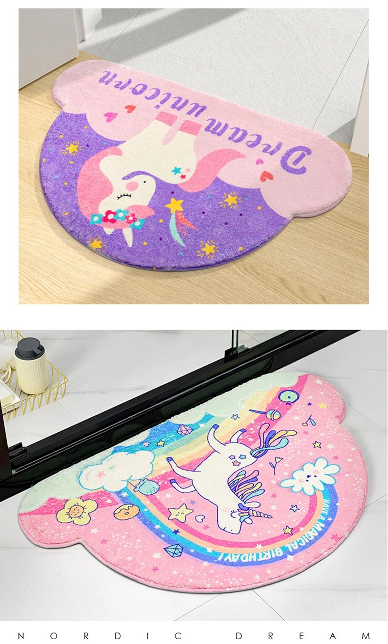 Fantasy Magic Unicorn Series Carpet, Soft Mat, Non-slip Foot Pad, Absorbent Bedroom Carpet, Toilet Bathroom Door, Home Entrance