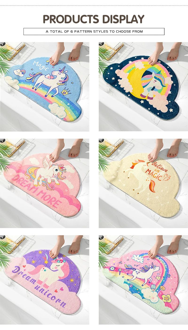 Fantasy Magic Unicorn Series Carpet, Soft Mat, Non-slip Foot Pad, Absorbent Bedroom Carpet, Toilet Bathroom Door, Home Entrance
