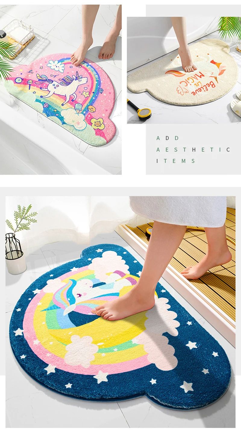 Fantasy Magic Unicorn Series Carpet, Soft Mat, Non-slip Foot Pad, Absorbent Bedroom Carpet, Toilet Bathroom Door, Home Entrance