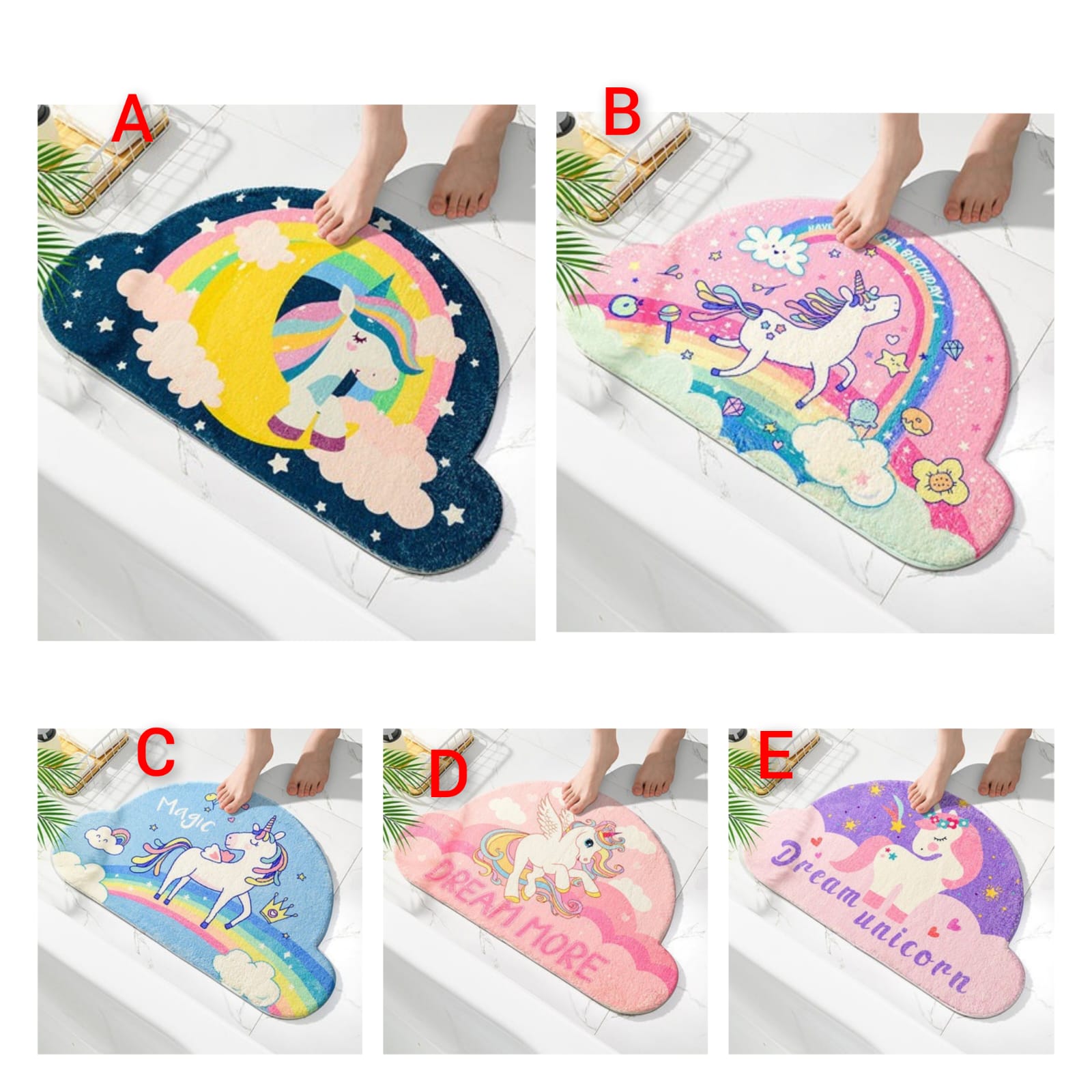 Fantasy Magic Unicorn Series Carpet, Soft Mat, Non-slip Foot Pad, Absorbent Bedroom Carpet, Toilet Bathroom Door, Home Entrance