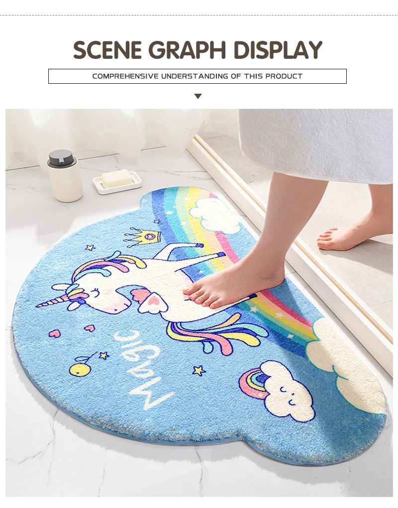 Fantasy Magic Unicorn Series Carpet, Soft Mat, Non-slip Foot Pad, Absorbent Bedroom Carpet, Toilet Bathroom Door, Home Entrance