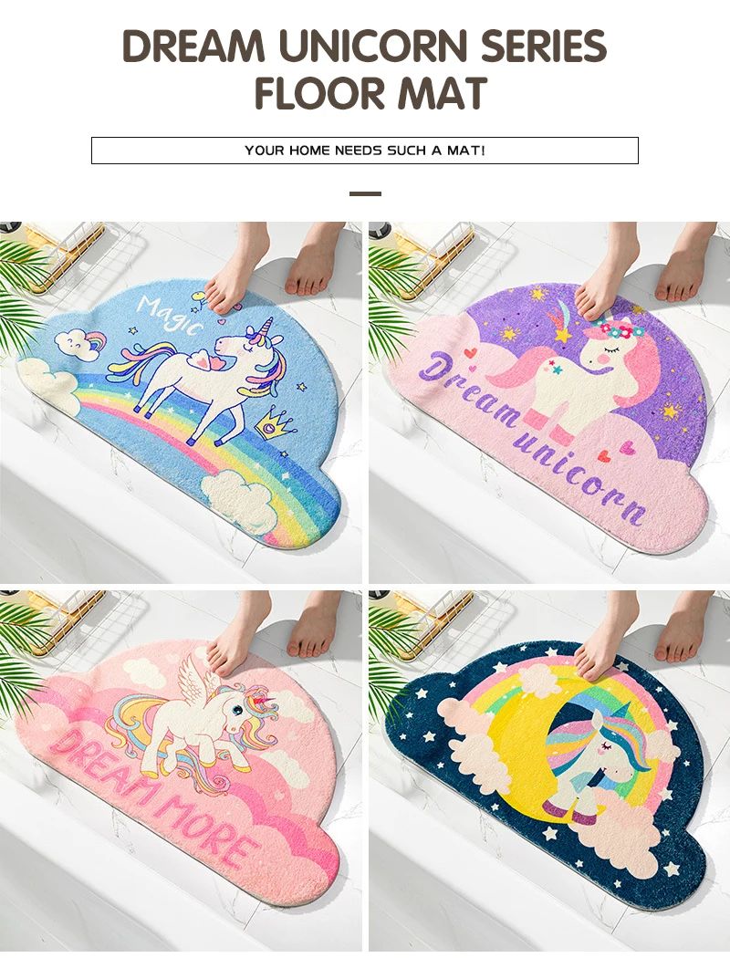 Fantasy Magic Unicorn Series Carpet, Soft Mat, Non-slip Foot Pad, Absorbent Bedroom Carpet, Toilet Bathroom Door, Home Entrance