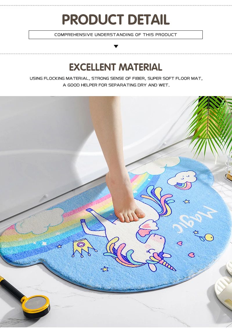 Fantasy Magic Unicorn Series Carpet, Soft Mat, Non-slip Foot Pad, Absorbent Bedroom Carpet, Toilet Bathroom Door, Home Entrance