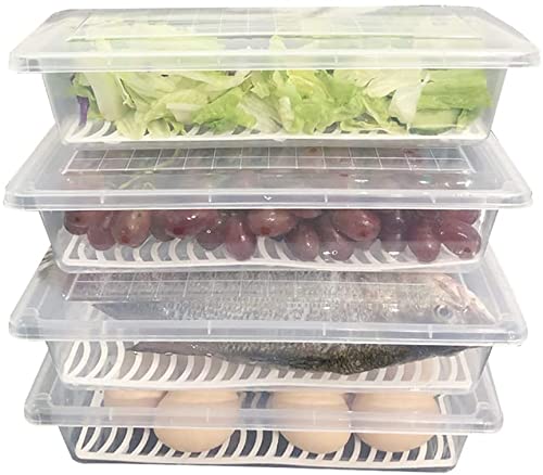 Fridge Storage Containers with drain basket kitchen Storage Box Fridge organizer storage boxes for Radish Fresh Vegetables Durable fridge storage boxes for vegetables 1500ml 2pcs