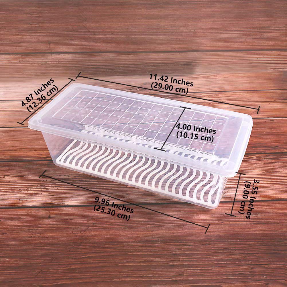 Fridge Storage Containers with drain basket kitchen Storage Box Fridge organizer storage boxes for Radish Fresh Vegetables Durable fridge storage boxes for vegetables 1500ml 2pcs