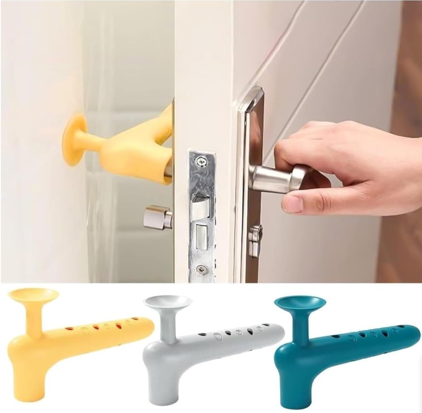 Silicone Door Stopper Anti-Collision - Adhesive Door Stopper Prevent Door from Colliding with Wall - Anti-Slip Silicone Door Handle for Door Fixing (3 Pack)
