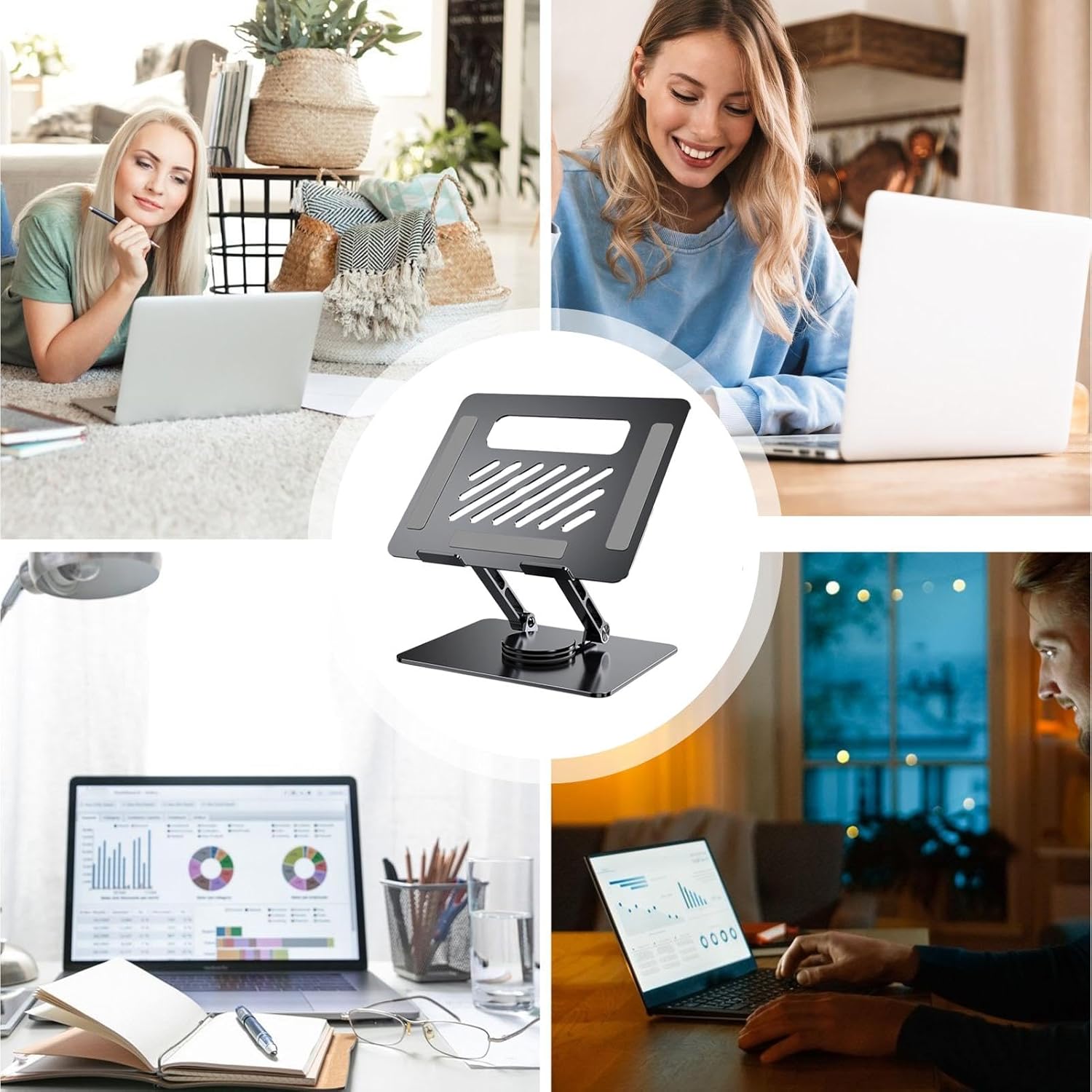 Laptop Stand for Desk, Laptop Stand - Tablet Stand, Adjustable Foldable Computer Stand, 360 Degree Rotating Stand for Laptops of 1