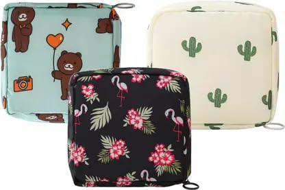 Sanitary Napkin Storage Bag, Zipper Menstrual Pad Bag Portable Napkin Storage for Purse First Period Kit for Teen Girls Store Sanitary Pads for Women.