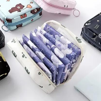 Sanitary Napkin Storage Bag, Zipper Menstrual Pad Bag Portable Napkin Storage for Purse First Period Kit for Teen Girls Store Sanitary Pads for Women.