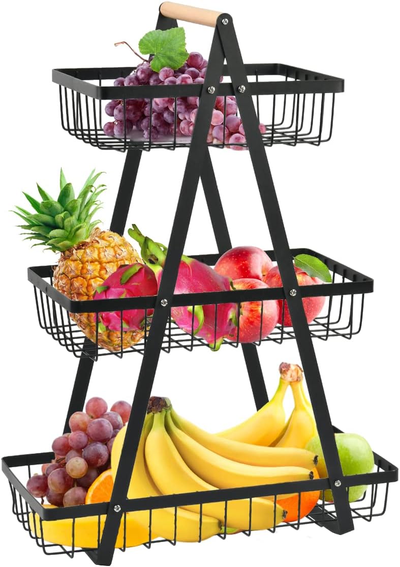 3 Tier Fruit Basket, Fruit Bowl Holder Bread Basket Vegetable Rack Removable Fruit Holder for Fruit Vegetables Snacks Home Kitchen Office