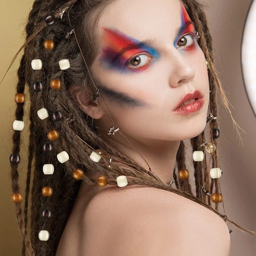 Wooden Hair Beads    Brown Wooden Braids/locs Beads 80gram Hair/locs Beads Decorations