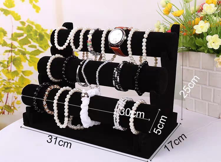 Jewelry Display Stand 3Tiers Jewelry Display Black Velvet Watch Organizer Bracelet Holder Watch Holder jewelry Organizer