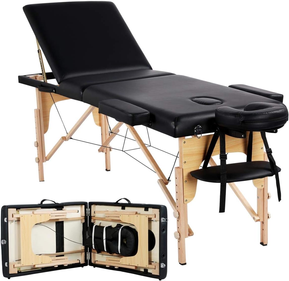 Portable wooden massage bed 3 fold