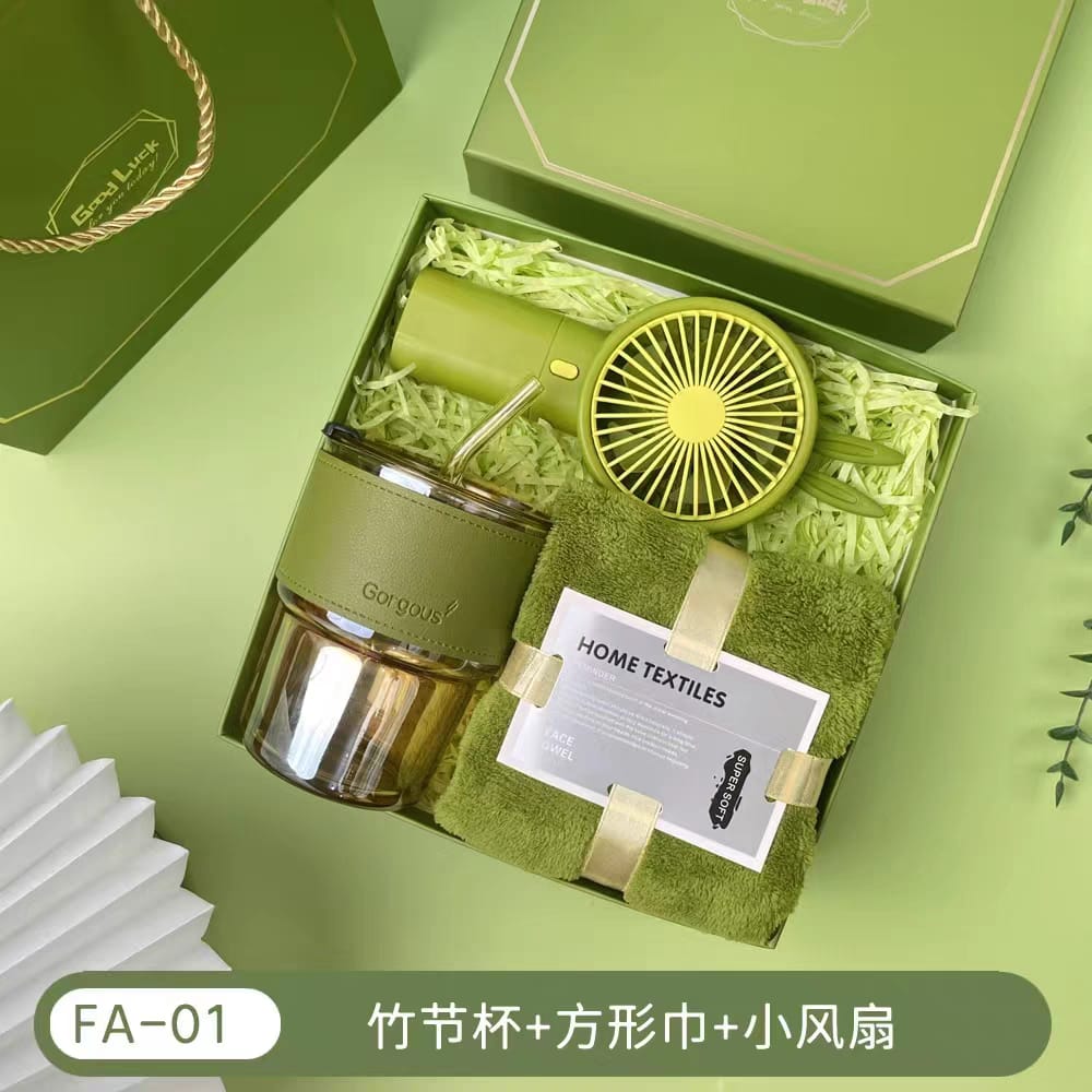 Gift set women Gift Hamper Gift Hamper set Corporate Gift set Luxury Gift box Birthday Gift box Valentine Gift set Special Occasion Gift Hamper 3_in_1 Gift set(Fan, Sup Glass & Premium Face towel)