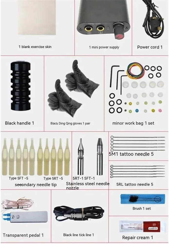 Tattoo Machine full set Plus 6pc ink bottles