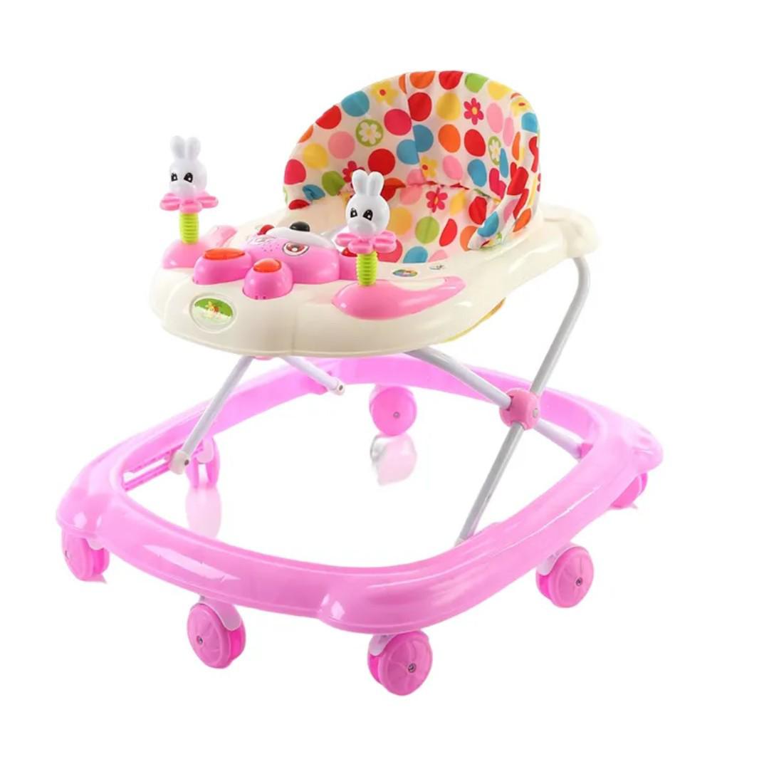 PINK BABY WALKER KIDS FEEDING SEAT KIDS BABY WALKER WITH MUSIC AND TOYS