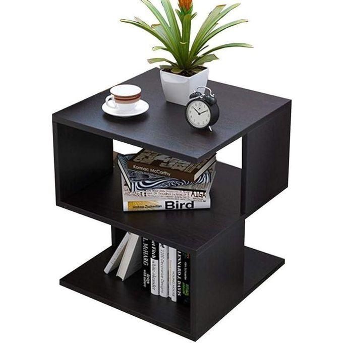 Modern S-Shape 3-Tier Side Table - Elegant Wooden Nightstand & End Table for Living Room & Bedroom