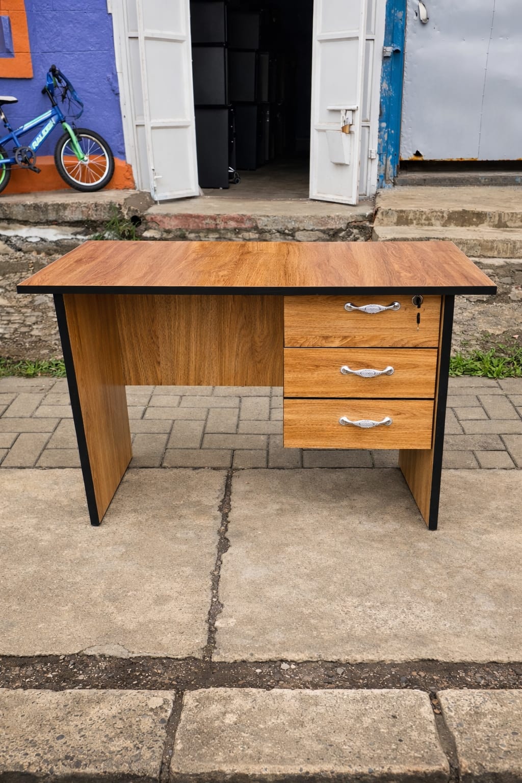 1Mtr Office Desk with 3 Storage Drawers – Computer & Workstation Desk