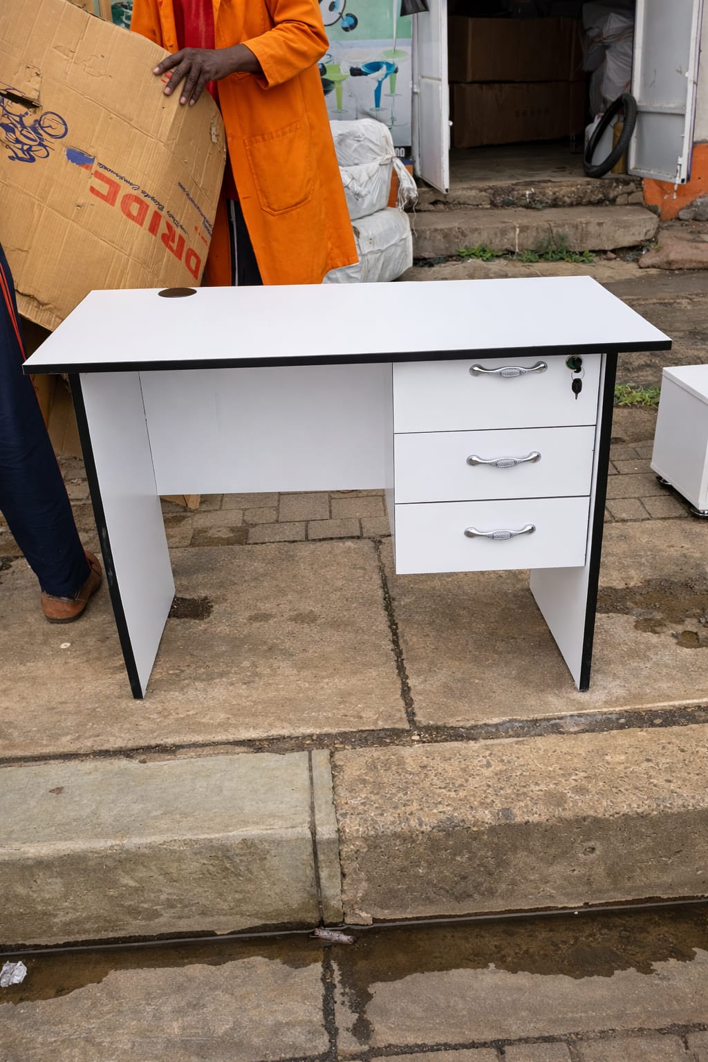 1Mtr Office Desk with 3 Storage Drawers – Computer & Workstation Desk