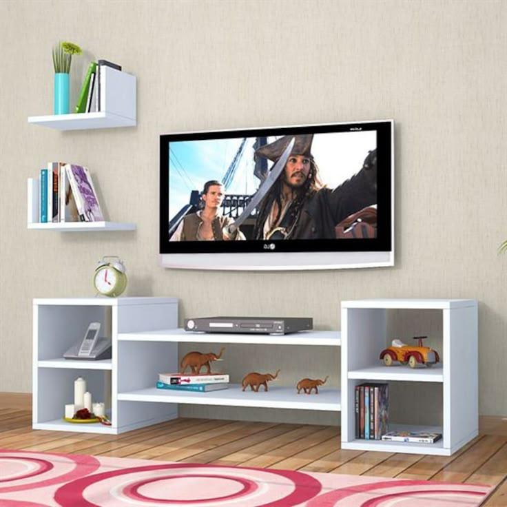 Classy Open-Shelf TV Stand – Elegant & Strong Media Console for Large Screen TVs
