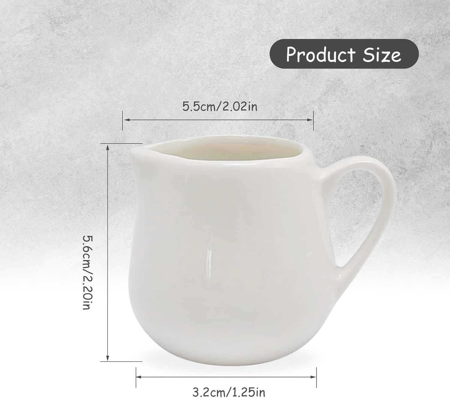 white ceramic milk jar 200ml with a weight of 178g with a high quality ceramic handle