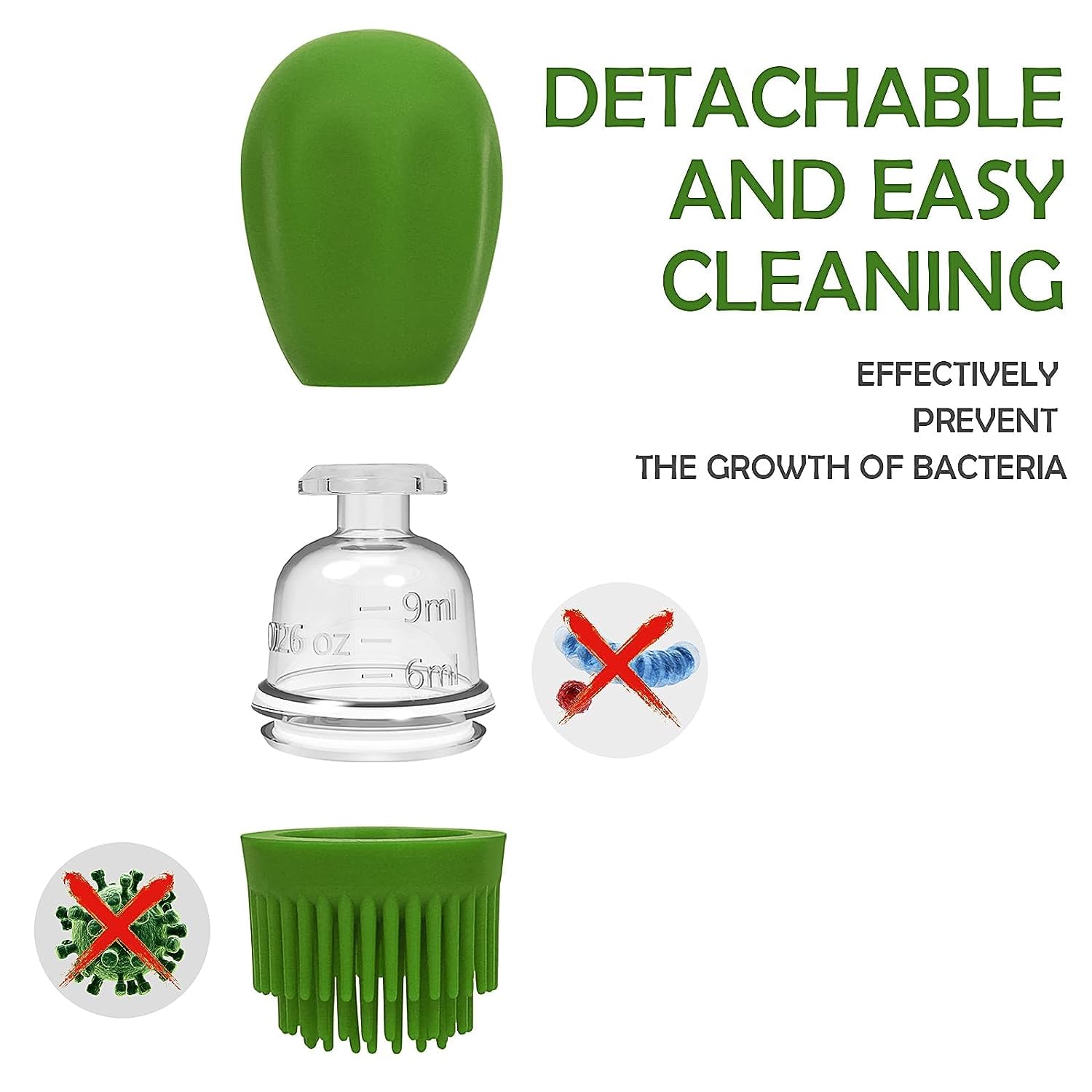Glass Olive Oil Dispenser Bottle With Silicone Brush 2 In 1, Silicone Dropper Measuring Oil Dispenser Bottle for Kitchen Cooking, Frying, Baking, BBQ Pancake, Air Fryer,Green