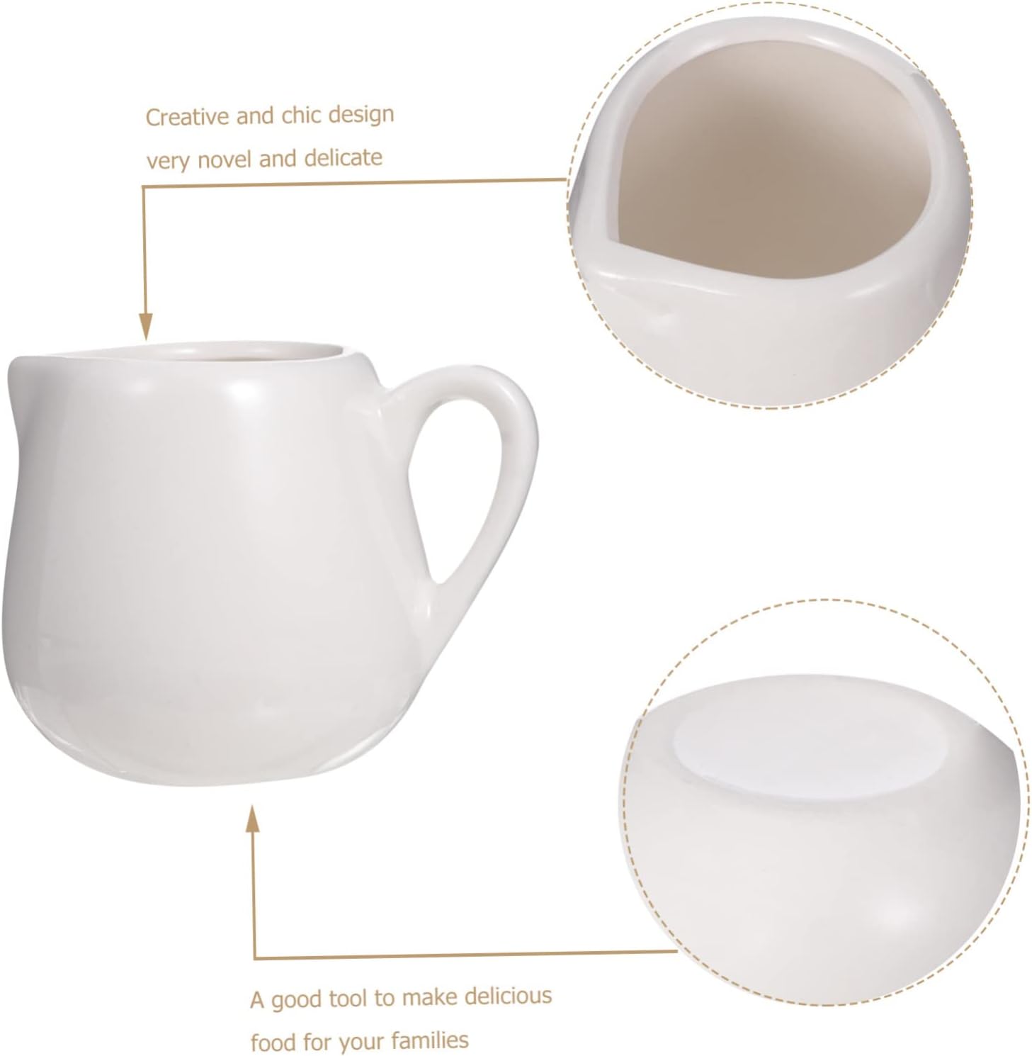 white ceramic milk jar 200ml with a weight of 178g with a high quality ceramic handle