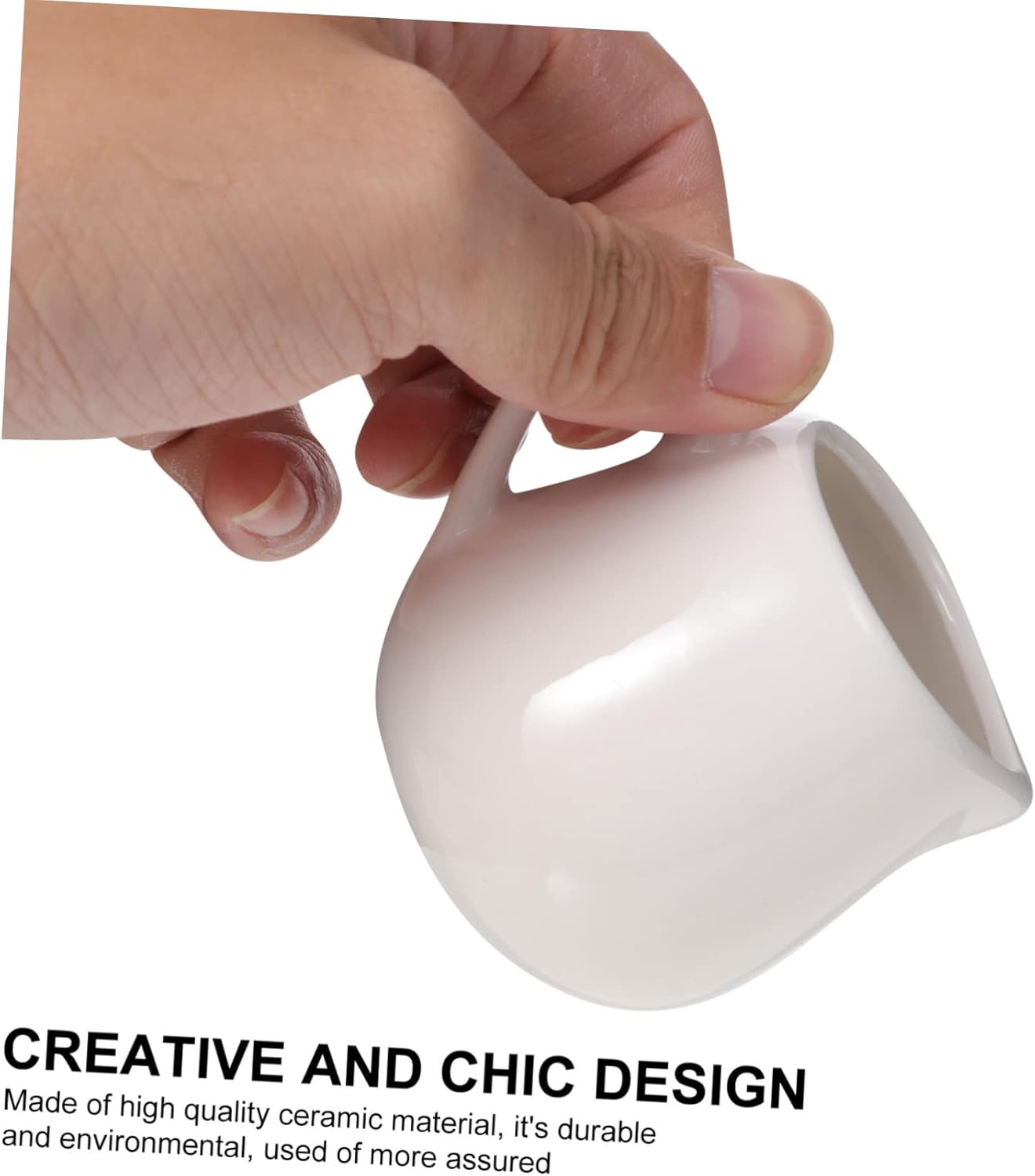 white ceramic milk jar 200ml with a weight of 178g with a high quality ceramic handle