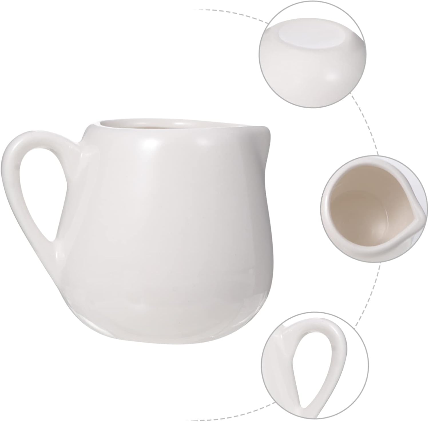 white ceramic milk jar 200ml with a weight of 178g with a high quality ceramic handle