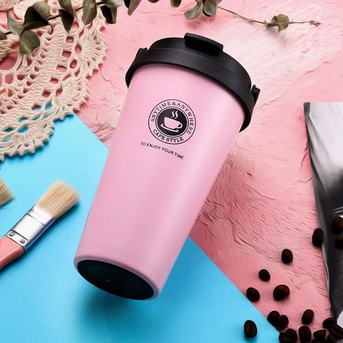 Stainless Steel Double Wall Vacuum Insulated Travel Coffee Mug with Handle/Portable Thermal Cup, Wide Mouth Tumbler with Lid, 500ml