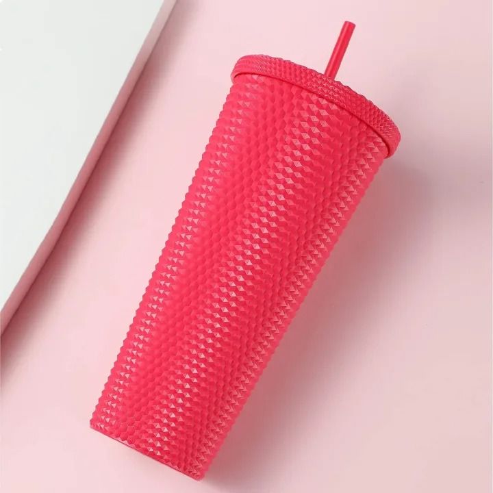 1000ml Plastic tumbler ,Large Capacity Water Cup Fully Studded Matte Tumbler Reusable Plastic Cup with Wide Opening Leak-Proof Lid Straw