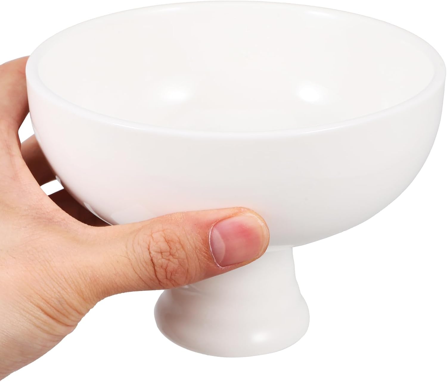 1 pc Ceramic Bowl with Stand.Ceramic Footed Bowl Round Bowl Fruit Bowl Decorative Bowl for Kitchen Table Decor White
