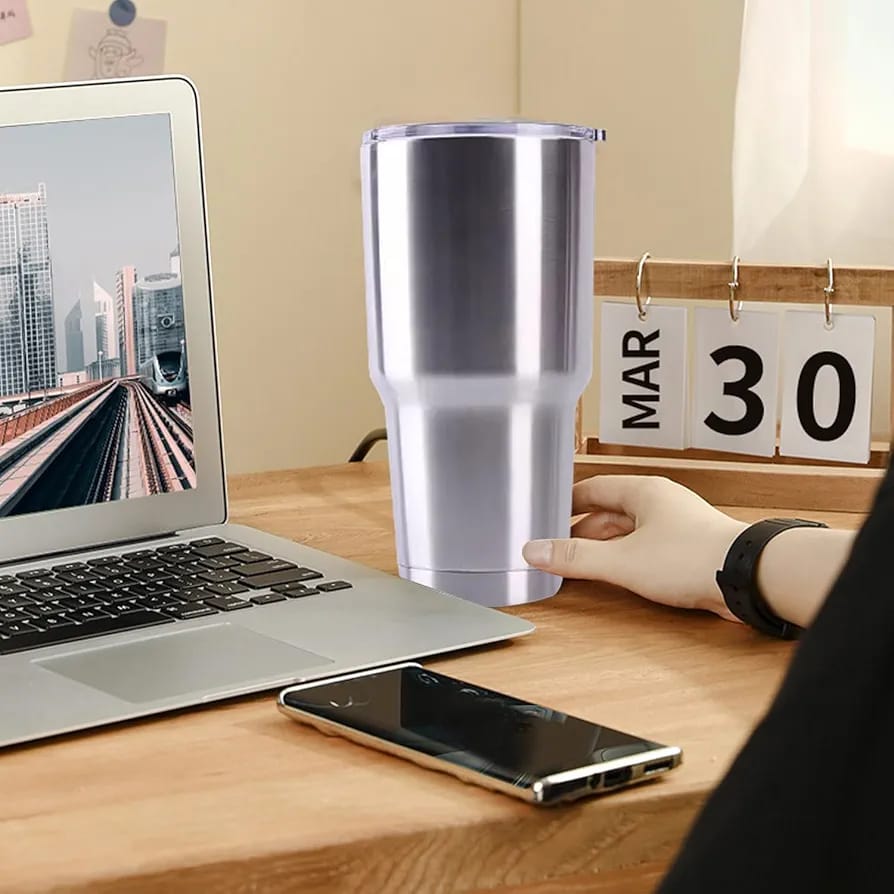 1pc 1000ml Travel tumbler with straw made of high stainless steel,Double-layer vacuum insulation design, which can keep your drink hot for 6 hours and cold for 12 hours,